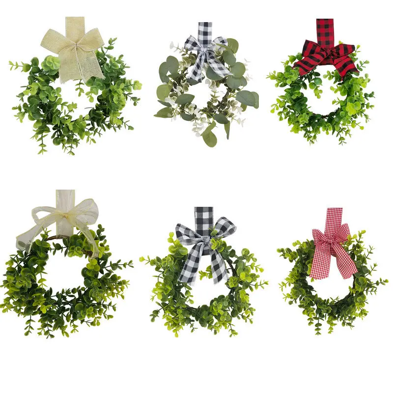JTX558 45cm Christmas Wreath Garland Hanging Ornaments Christmas Tree Ribbon Rattan Wreath Ornament Door Hanging Garland