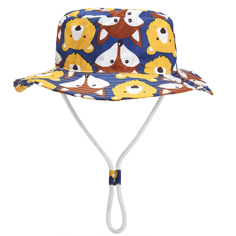 Children Spring Thin Style Plain Bucket Hat Summer Sunshade Bucket Hat Baby Casual Outdoor Printed Image Bucket  Hat