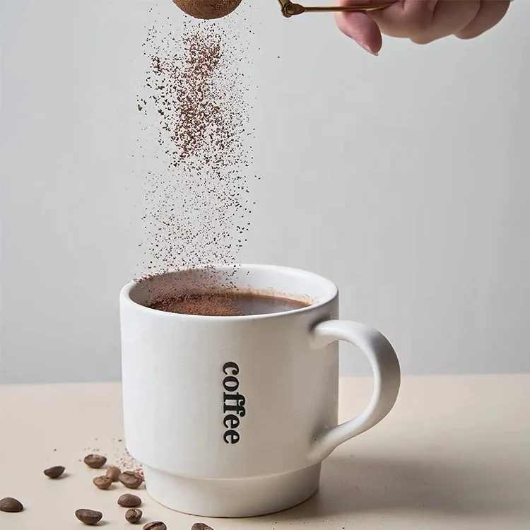 TAOXIN 15 Ounce Stackable Coffee Mugs with Rack Large Coffee Cup Ceramic Dishwasher Microwave Safe