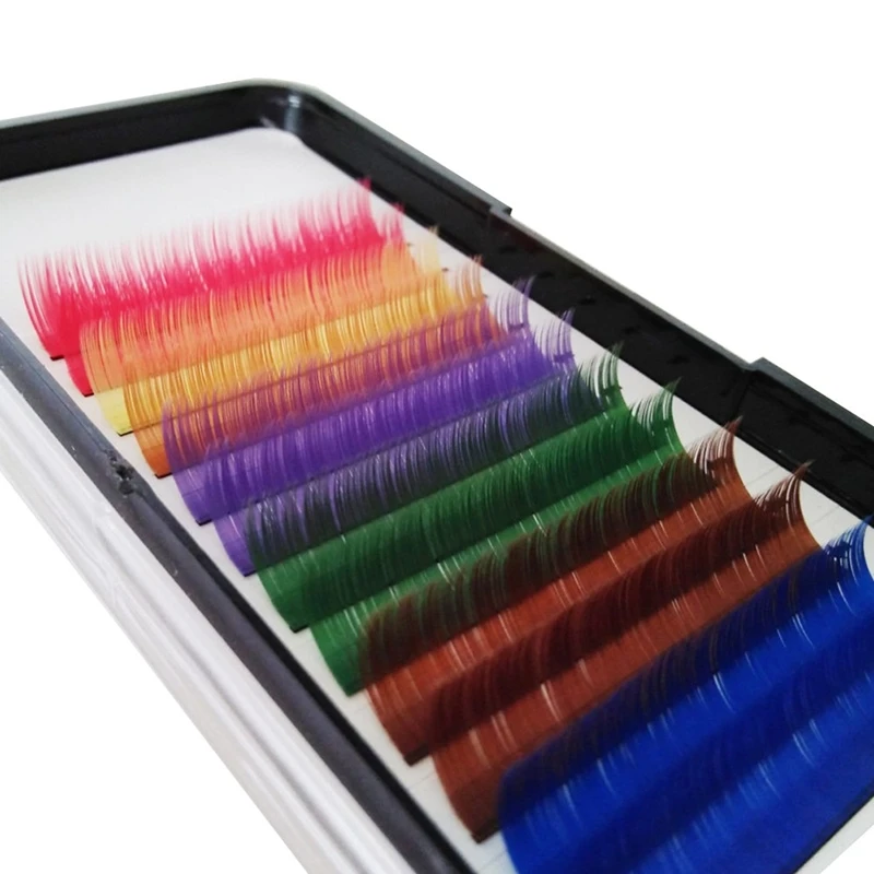 Premium eyelash extensions korean pbt colored full volume extension lashes for professional salon