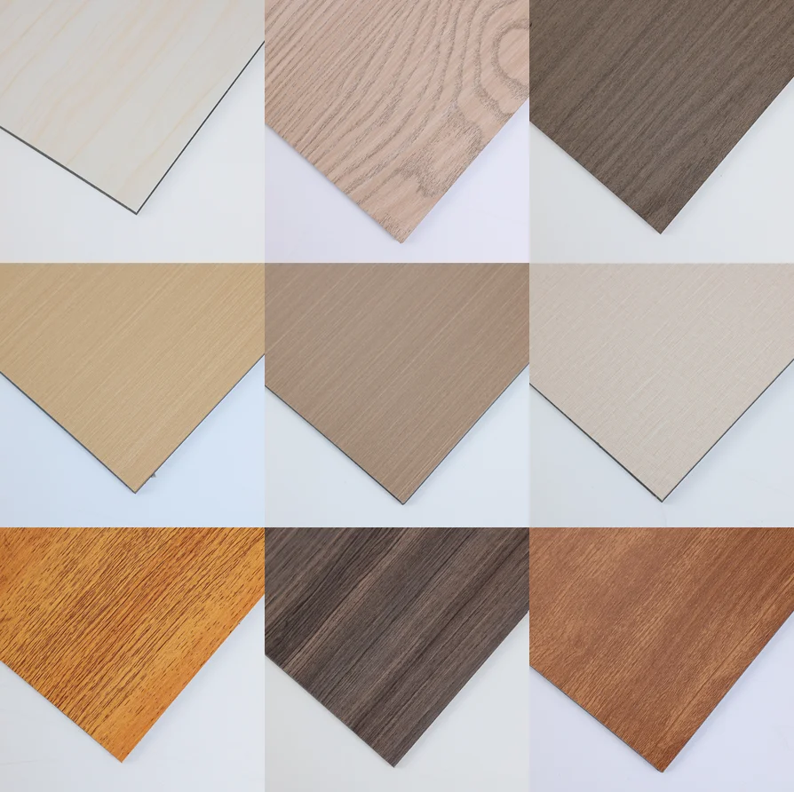 Wood Grain PVDF/PEVE Coated Exterior Wall Clad Grain Aluminum Composite Panel Wooden