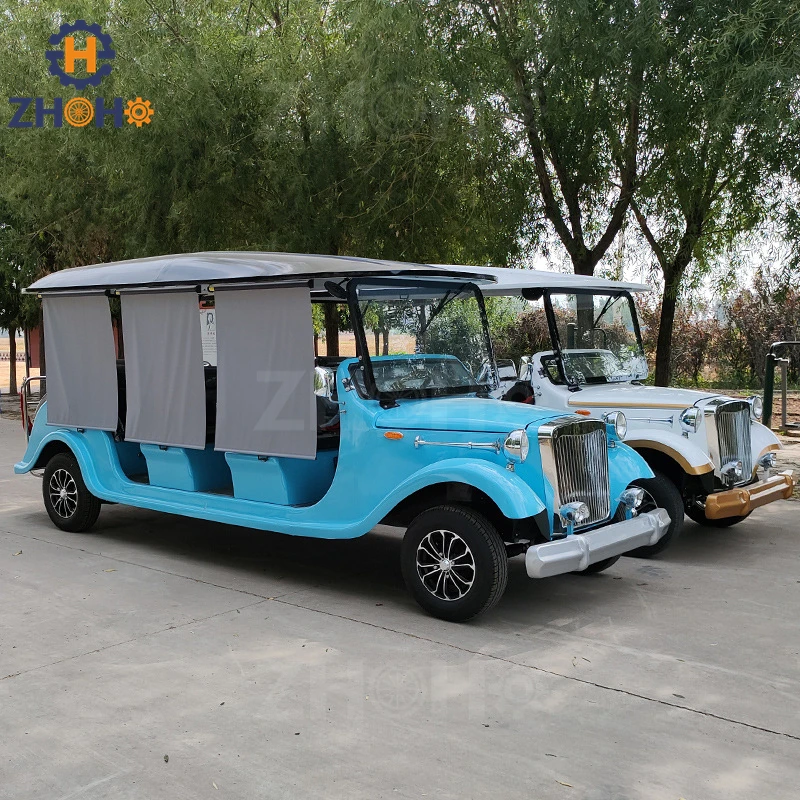 Classic Sightseeing Car High End Antique Buggy Customized Black 11 Seats Electric Vintage Cart for Tourism
