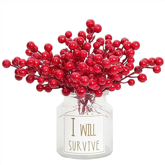 GM Artificial Red Berry Stems for Christmas Tree Decorations  Red Berry Branches DIY Xmas Wreath  Home Decor