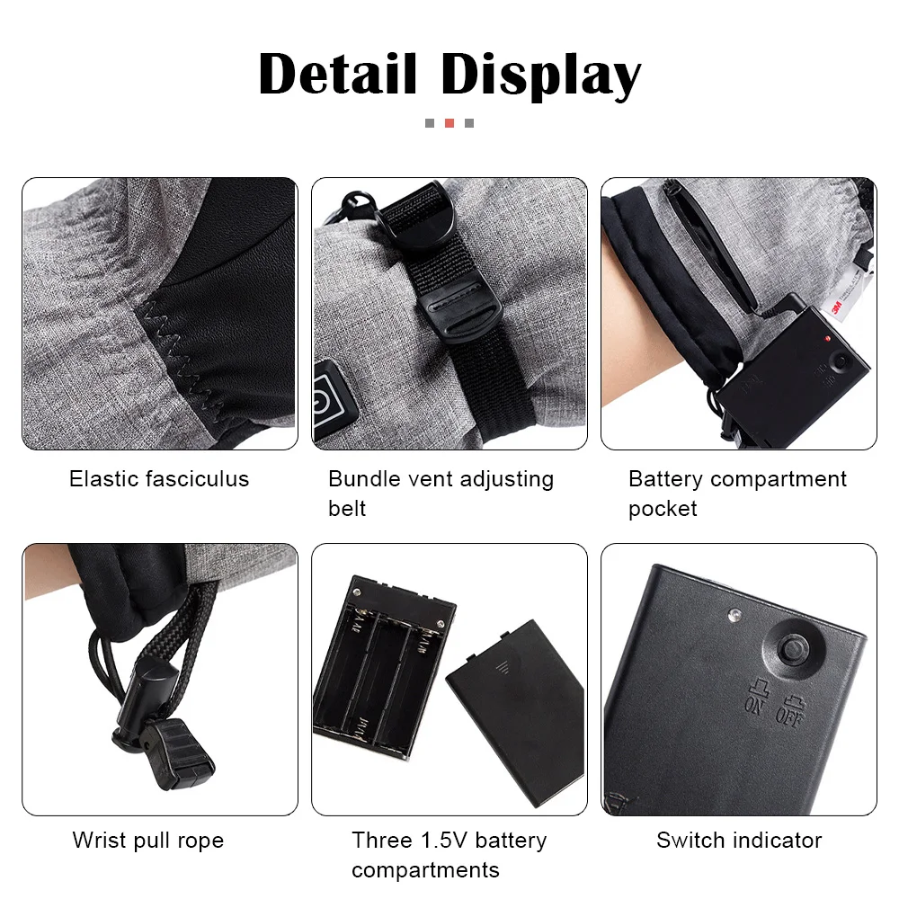 Winter Heating Gloves Waterproof Snowboard Cycling Moto Ski Outdoor Touch Screen Cotton Hand Warmer Electric Thermal Gloves