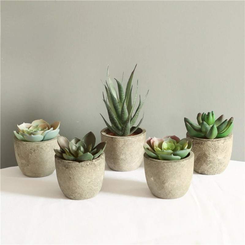 Artificial Plants Home Decor Indoor Shelf Office Women Desk Decorations Set of 5 succulents plants artificial bonsai pot ceram