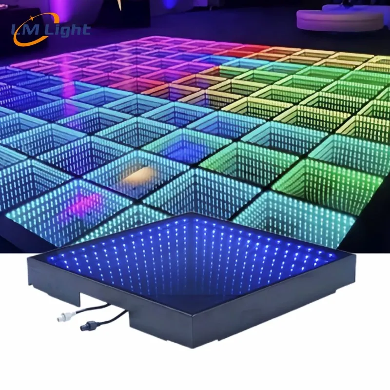 luxury wedding decoration stage round square stage platf 3d infinity mirror video light led dance floor disco light for dj