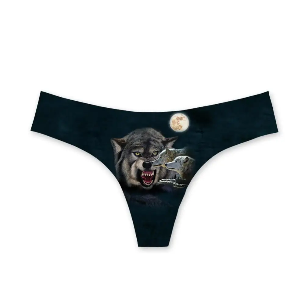 3D Print Animal Wolf G string Sexy Lingerie Ladies Briefs Underwear Women Calcinha Seamless Tanga Thong For Girls