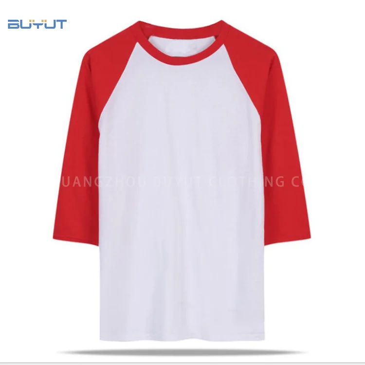 Contrast Trim unisex blank Baseball t shirts 3/4 Sleeve  Raglan Sleeves T shirt