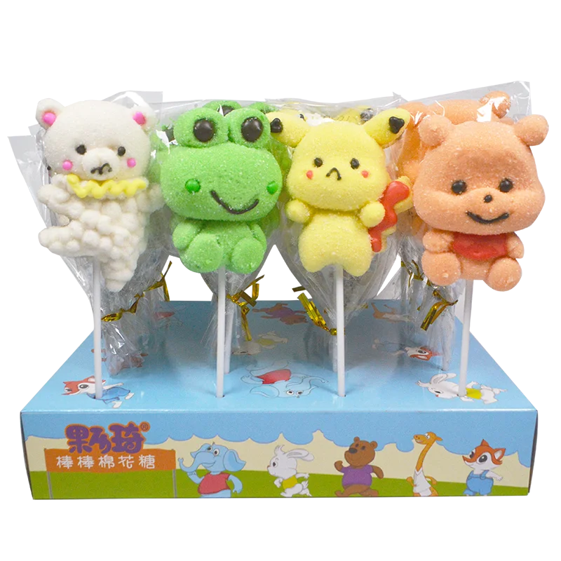 Factory Directly Sale Sweet Candy Cartoon Marshmallow Lollipop Candy Gift for Kids