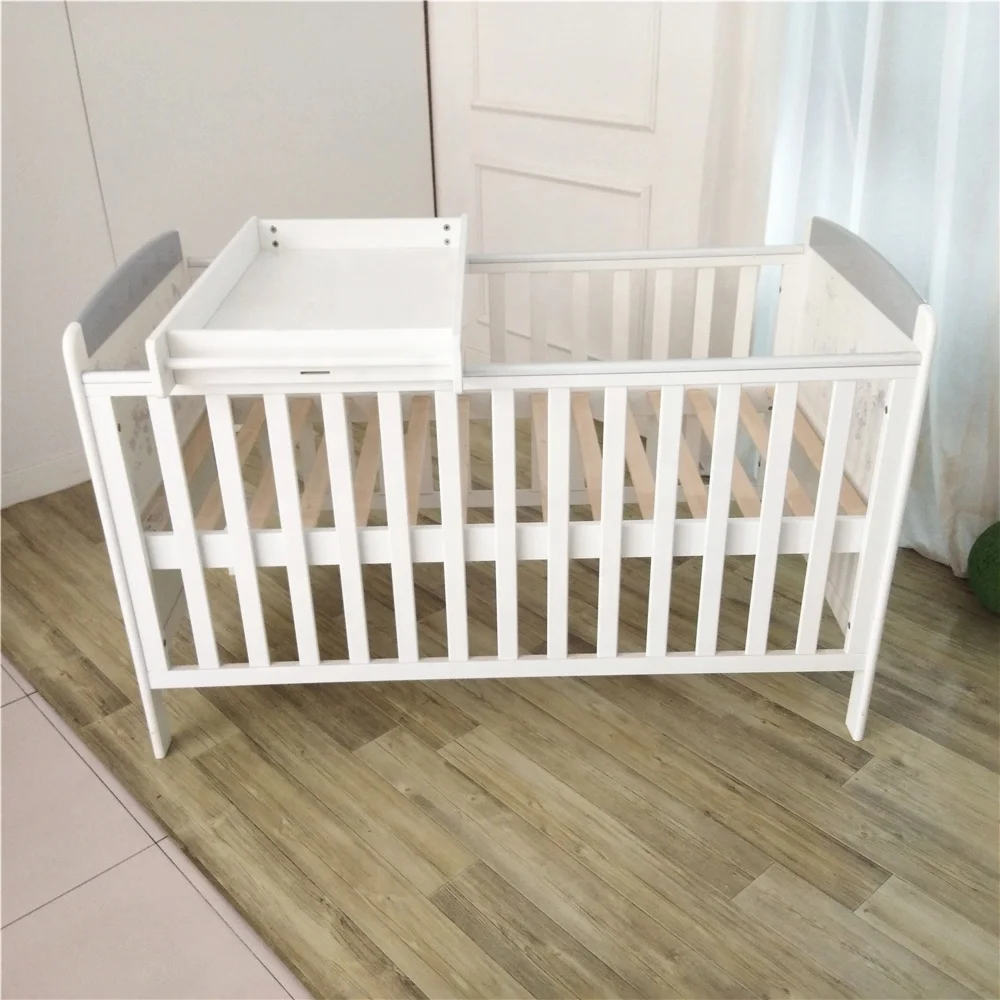 
Manufacturer price wooden multi-function baby crib bed with top changer 
