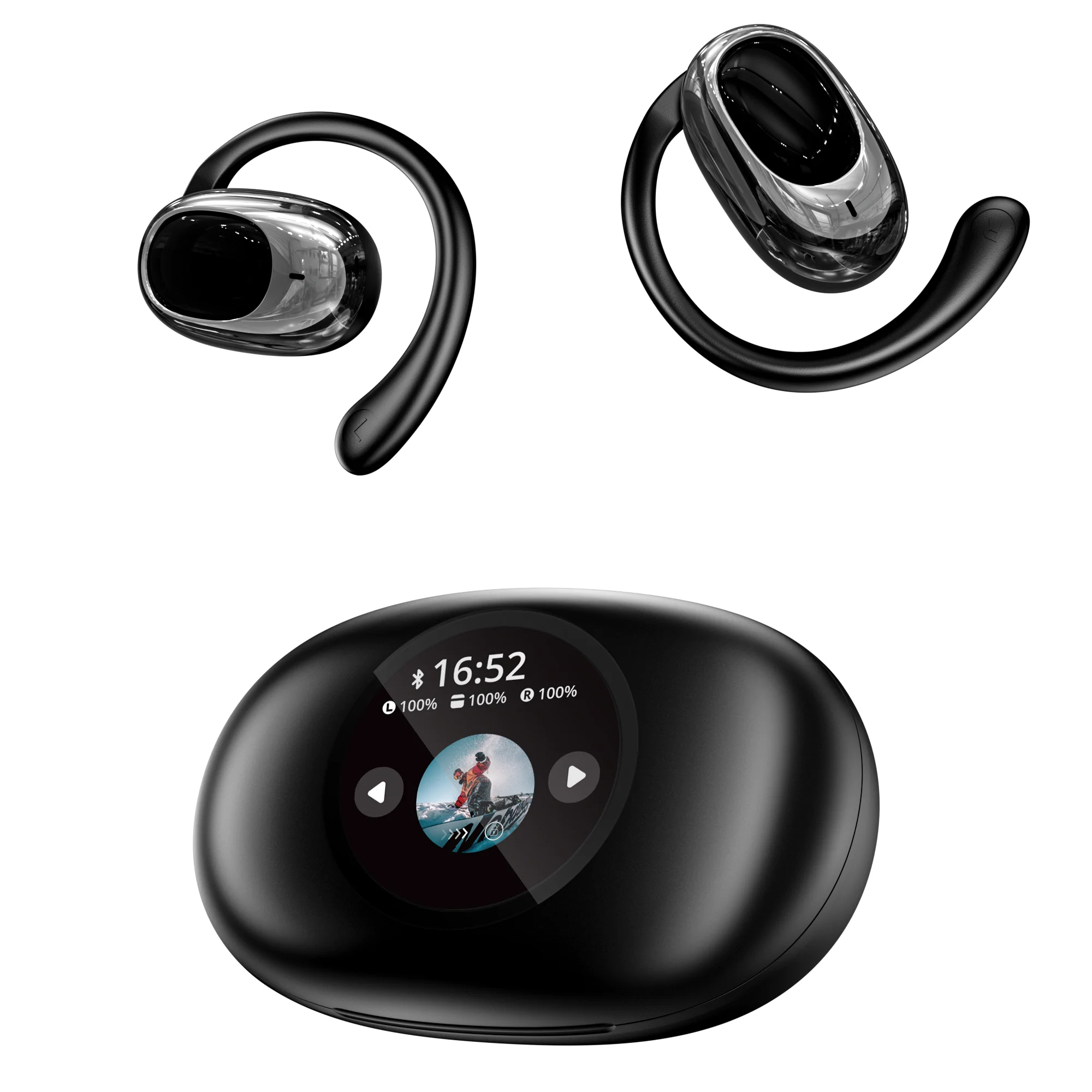 Open Ear Earbuds with LCD Touch Screen Case ANC Over Ear Headphones Tws Earbuds Waterproof Earphone YX39