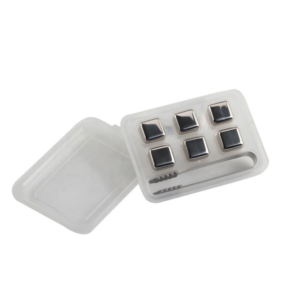 wholesale Custom Stainless steel ice cube box Square Reusable Gold Ice Stone Stainless Steel Ice Cube