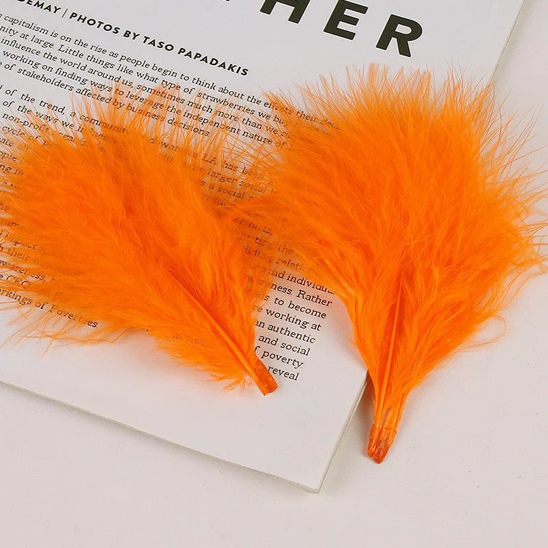 Wholesale raw white Dyed feathers real decorative Green 50pc ploybag loose Blood Marabou feather for DIY Craft flying material