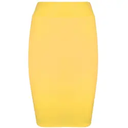 Solid Color Elastic Waist High Eastic Sexy Knee Length Pencil Skirts Bag Hip Skirt Women Trendy