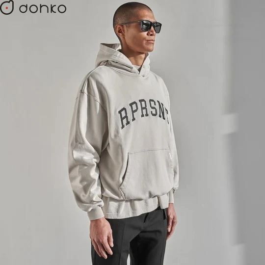 custom embroidery and printing logo for boxy fit hoodie 360 GSM 380 GSM stringless hoodies