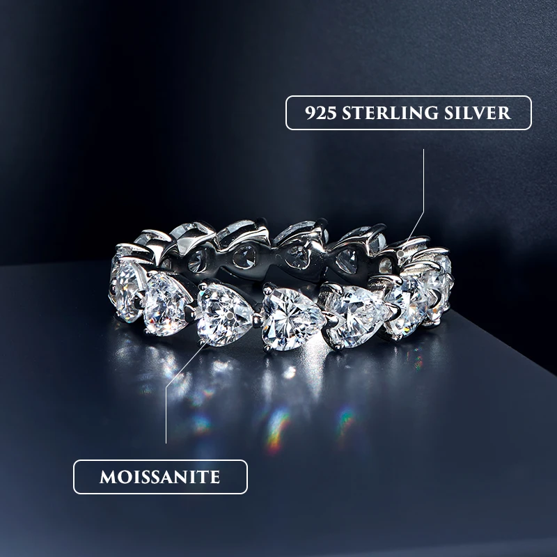 Rochime Романтический в форме сердца из серебра 925 Муассанит обручальные кольца, покрытые белым золотом из кольцо с бриллиантом