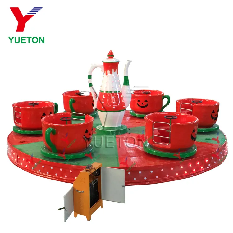 Customized Kids Amusement Park Fairground Attraction Park Plan Rotary Fiberglass Pumpkin Theme Coffee Tea Cup Rides
