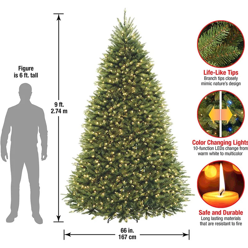 2022 Hot Sell Decorated 20Ft 30Ft 40Ft 50Ft Giant Outdoor Lighting Christmas Tree With Decoration Balls
