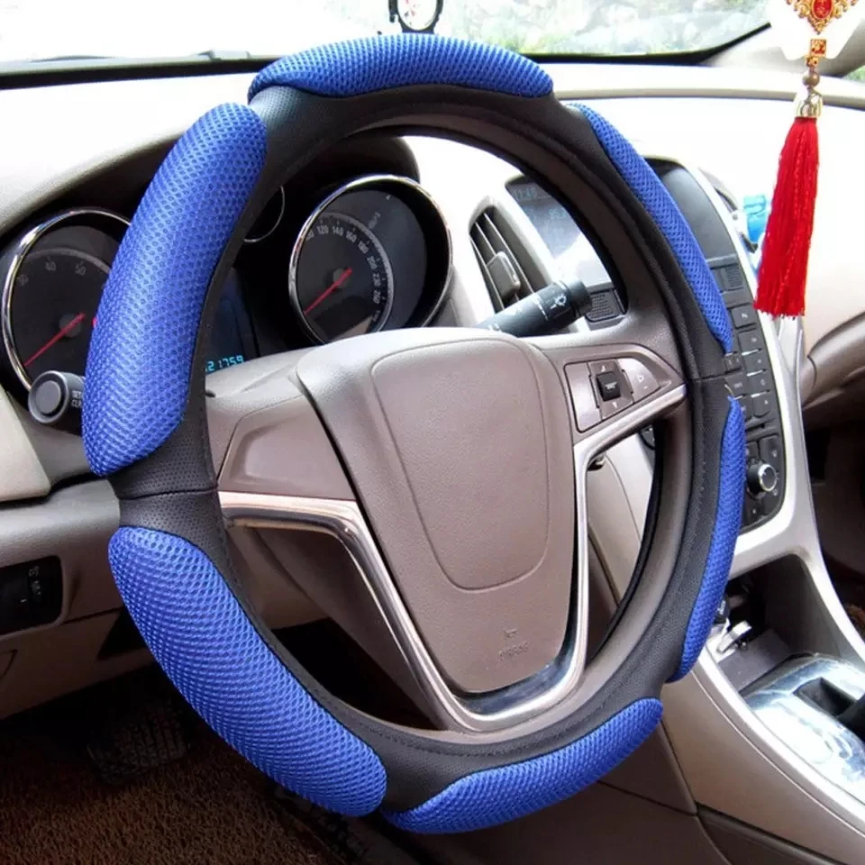 Universal Car Accessories Soft Suede Memory Foam + Anti Slip Leather Car Steering Wheel Cover