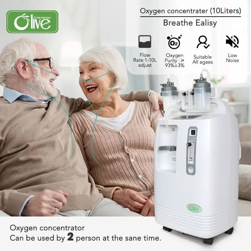 Двухместный портативный кислородный концентратор емкостью 10 л, 15 л, 96% кислородный концентратор для дыхания, домашний генератор кислорода