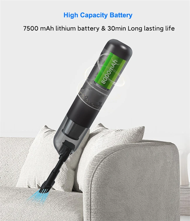9000PA Hot Selling Portable Cordless Handheld Handy Rechargeable Small Mini Wireless Auto Machine Vacuum Cleaner
