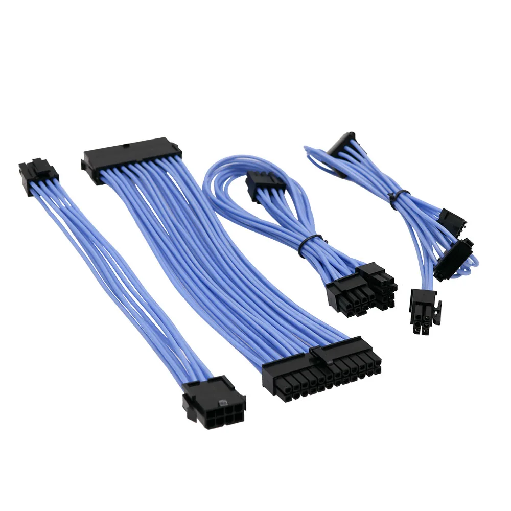 PSU Cable Kit 24pin ATX  8pin PCI-E  8pin To 6+2 To 6+2  6pin PCI-E To 2 * Large 4P Puncture To Small 4P soft silicone cable