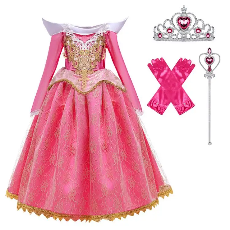 Girls Sleeping Beauty Costume Aurora Princess Dress Up Clothes Cosplay Birthday Halloween Outfit