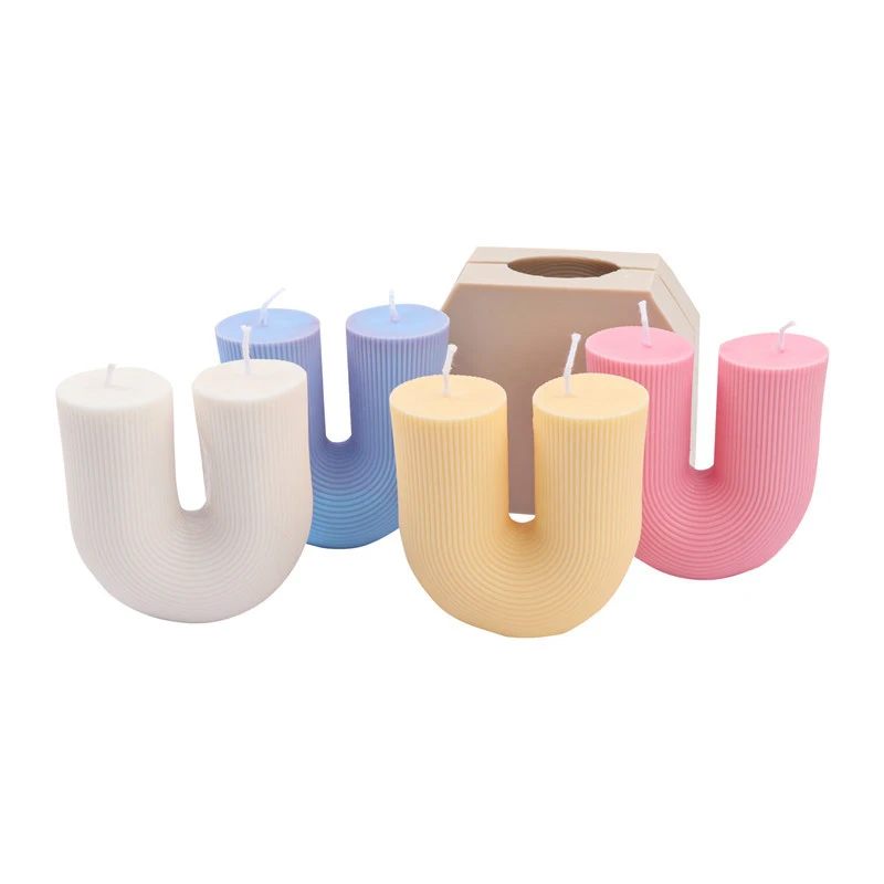 Wholesale New U-Shaped Geometric Aromatherapy Gypsum Candle Silicone Molds