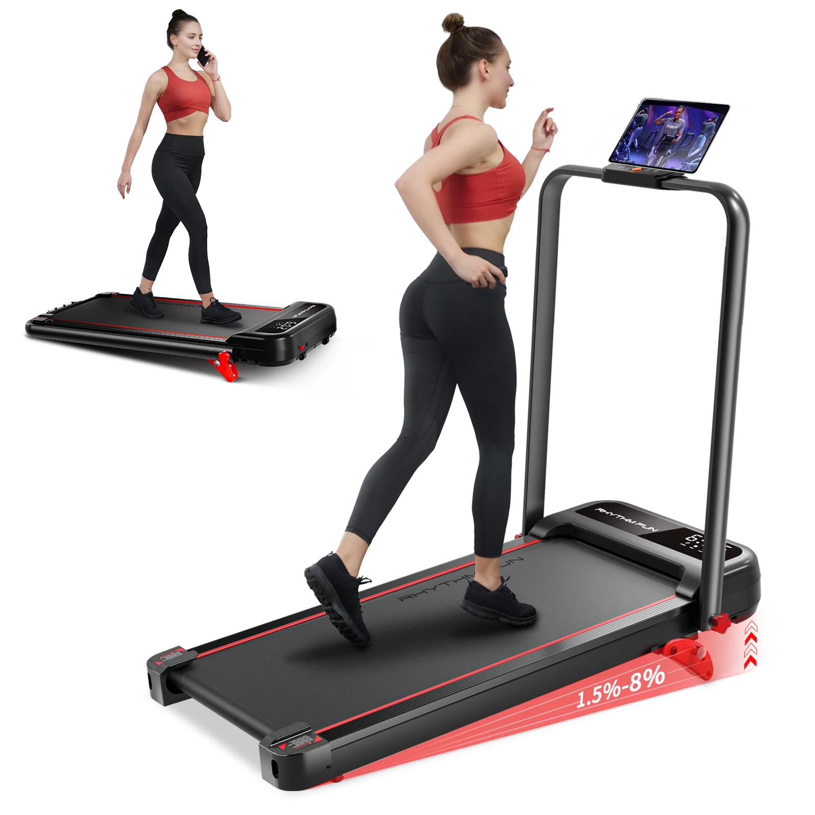 YPOO  Incline Foldable Walking Pad with Handle Bar walking pad foldable Wireless Folding Treadmill 2 in 1 with Remote Control