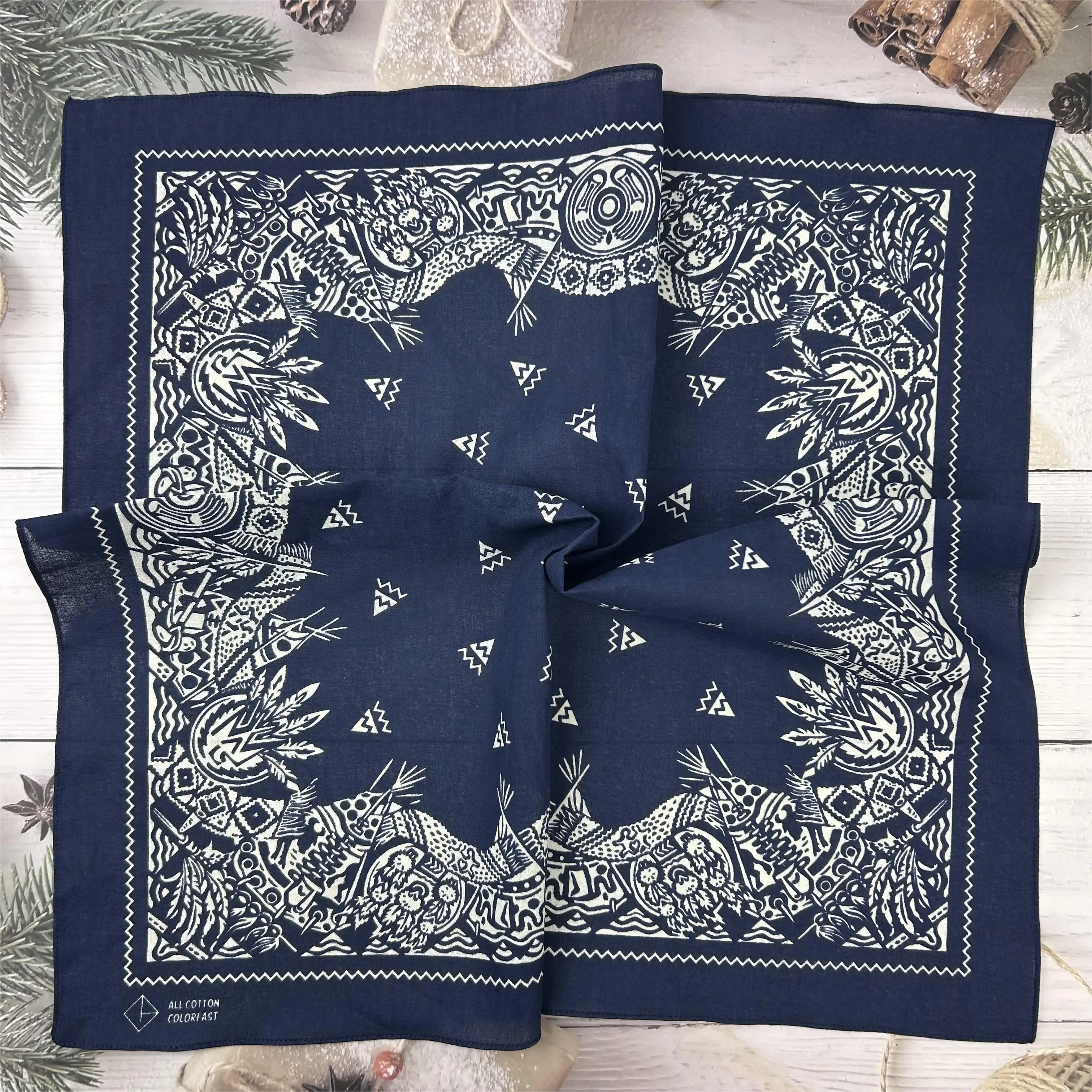 Customized Factory Double Print Bandana Custom Logo Fans Cotton Bandana Square