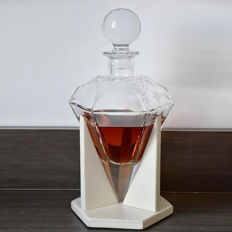 750 мл винный Джин с толстым дном в форме бриллиантов водка виски ликер стеклянная бутылка декор для стола пробкой