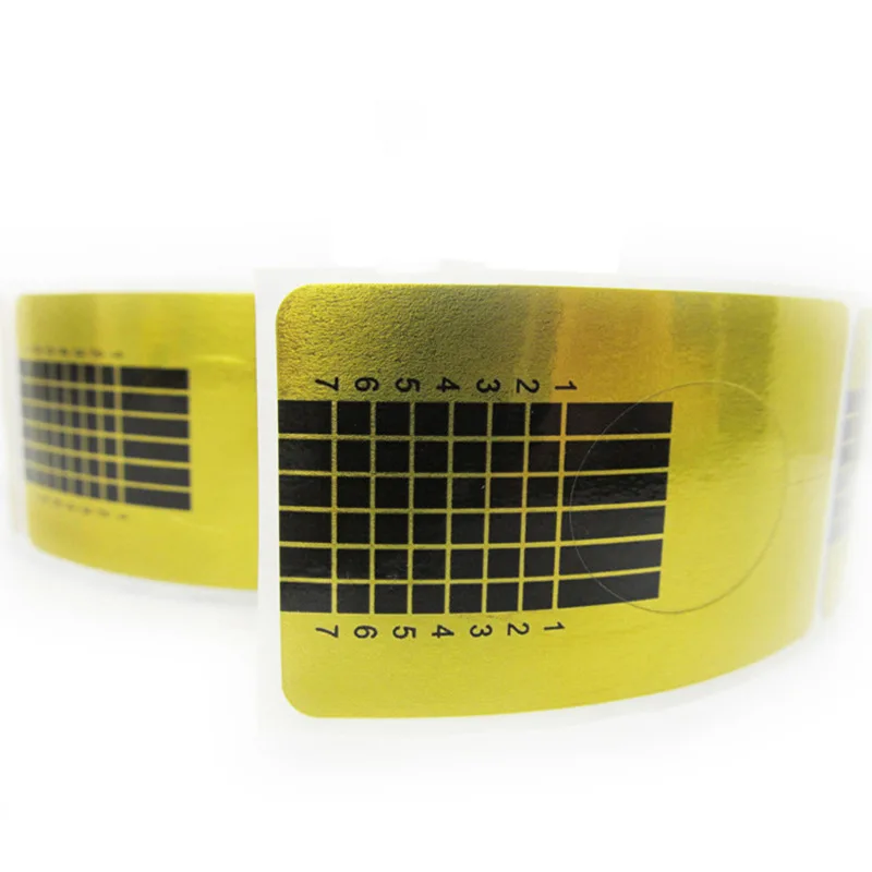 Hot Selling 100Pcs /Roll Thicker High Sticky Gold Dual Long Plastic Nail Form Custom LOGO