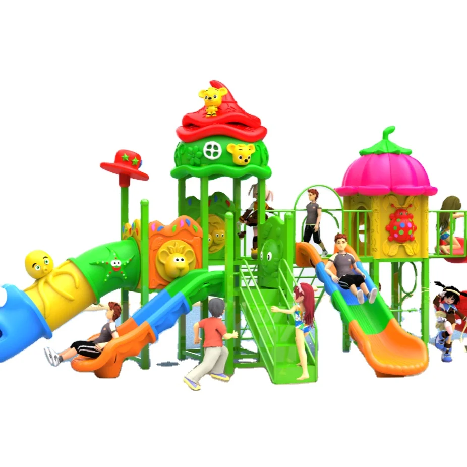 For Outdoors Plasti Chinese factory custom new large plastic slide children outdoor toys games kids outdoor playground equipment