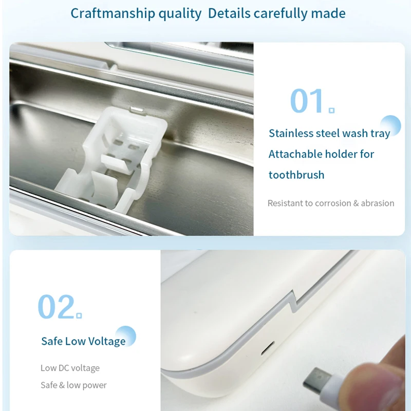 High Frequency Vibration UVC LED Light Multifunctional Disinfection Box for Watch Beauty Brush Toothbrush ultrasonic Cleaning