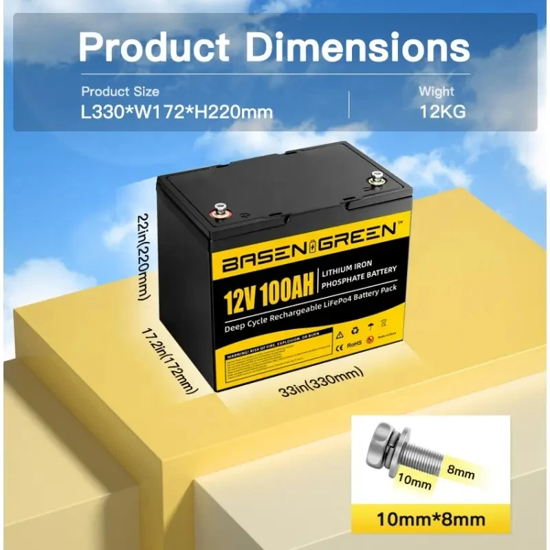Best Price Custom 12V 24V 100Ah 200Ah 300Ah Lithium-Ion Solar LiFePO4 Battery For RV Boats Ships Golf Carts Home Energy Storage