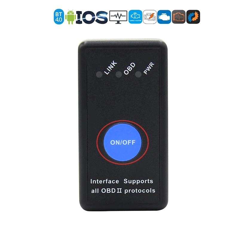 MINI OBD Car Blue-tooth BLE4.0 Support IOS Android Low Power with Power Switch