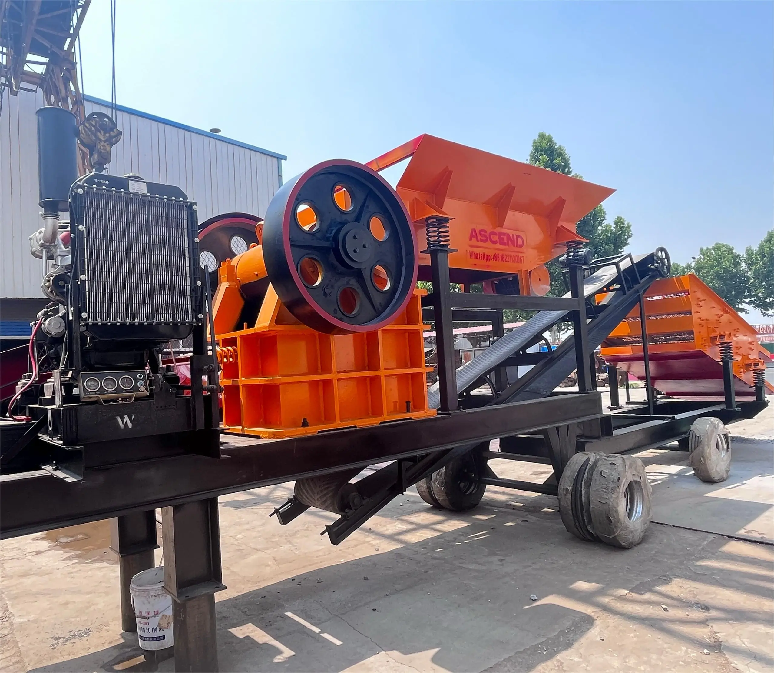 100 tph mobile jaw crusher and screen with diesel engine to break rock talc carbide slag orthoclase iron pyrite