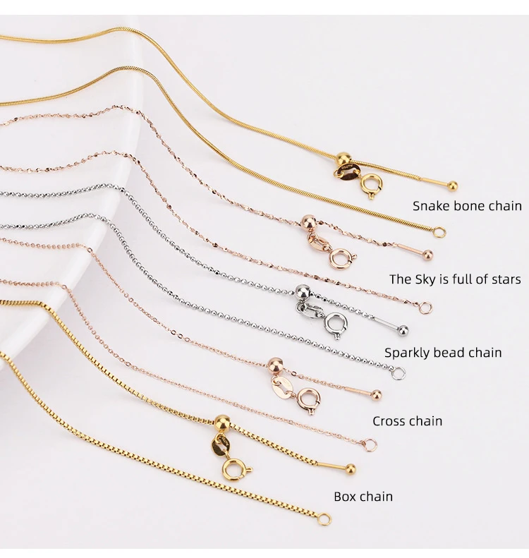 Internet famous titanium steel Diy twisted bead fine chain box necklace pearl agate bead with chain ins niche clavicle chain