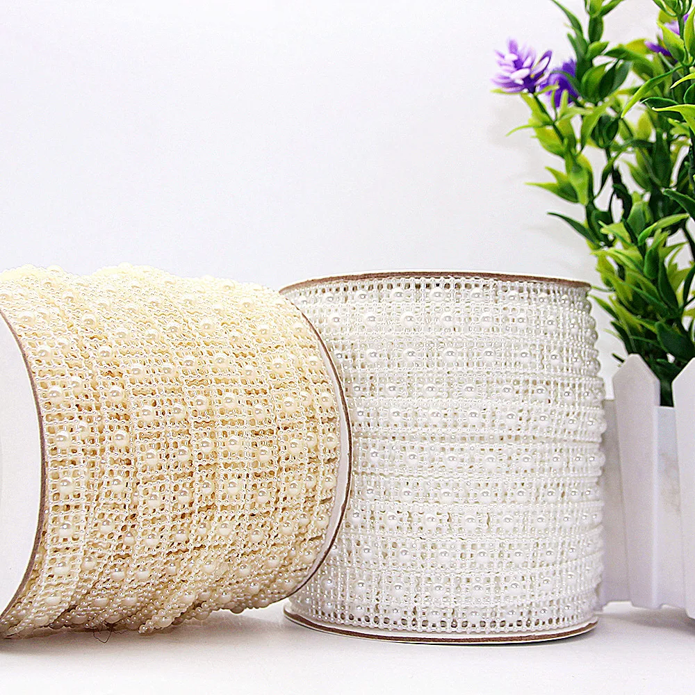 Stock wholesale 10mm square meter zigzag four corner plum blossom thread pearl bead chain handmade DIY bead roll