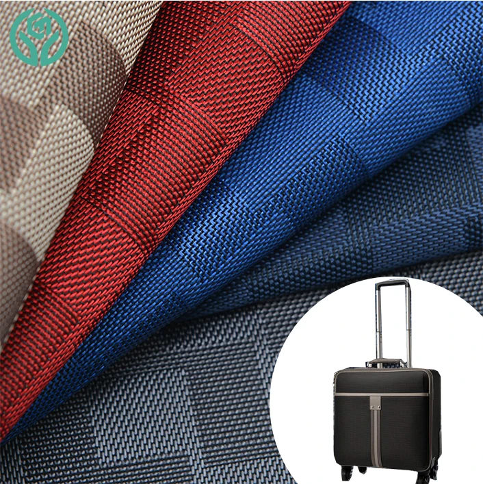 China Factory spot staircase lattice jacquard 800D Oxford fabric with pu coated large plaid fabric large brick staircase