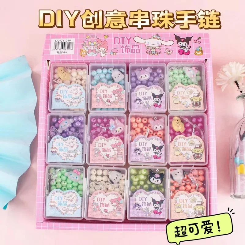 24pcs New Sanrioed  Melody Cute Girl Diy Bracelet Pendant Plastic Beading Handmade Stationery Store