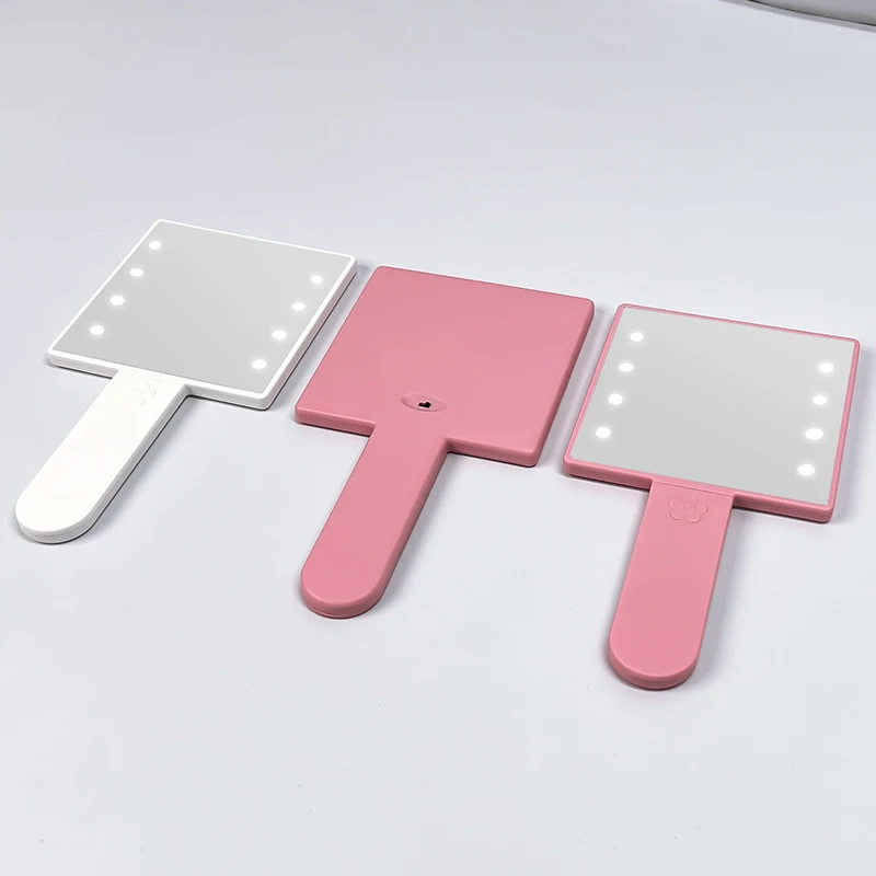 Fashion Customized Logo Printing Black Pink Hand Mirror Mini Smart Makeup Mirror