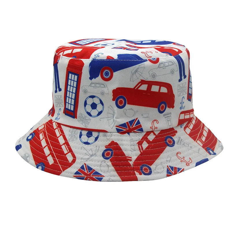 Car Printing Unisex Print Double-Side-Wear Reversible Bucket Hat for Men Women Wide Brim Bucket Fishing & Beach Hats