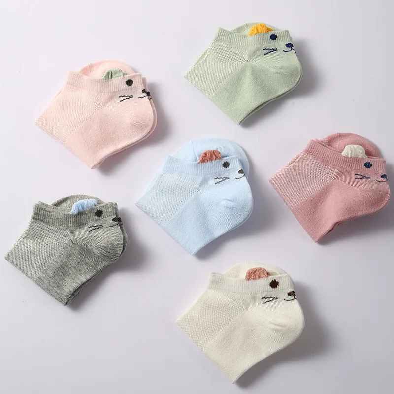 6 pairs set low cut anti slip cute cartoon socks summer cotton ankle knit fashion jacquard women socks