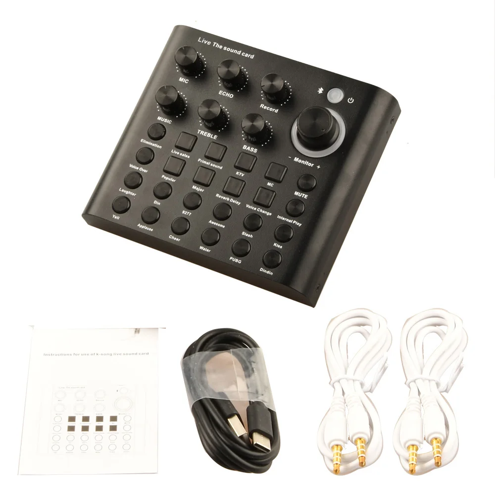 Hot Selling Studio Condenser Microphone Smart Noise Reduction V8P Sound Card For Game Live Audio Sound Cards & Mixers