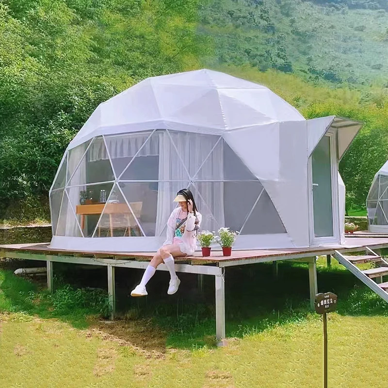 Nordic Style Camping Outdoor Prefab Tiny House Family Backyard Leisure Nap Glamping Hotel Dome Tent