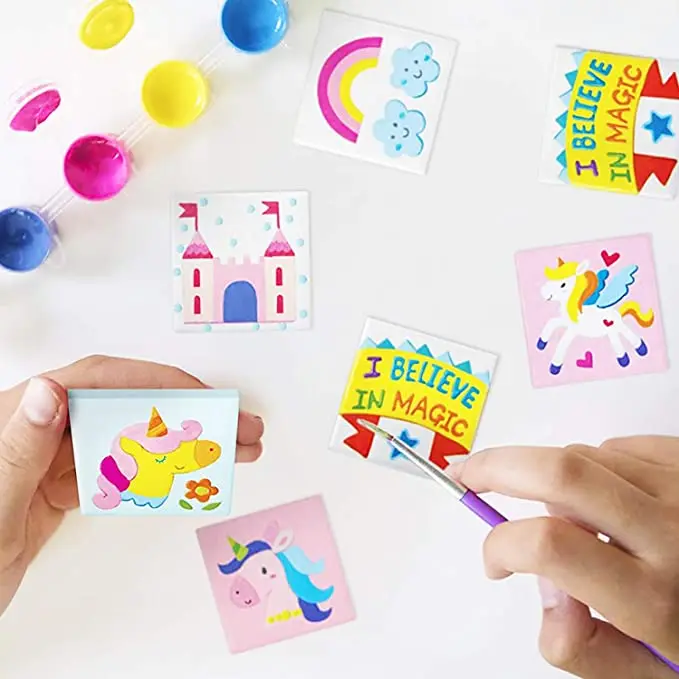 Magnetic Mini Tile Art DIY Painting Fridge Magnet  Art & Crafts Kits for Children Party Project Gifts