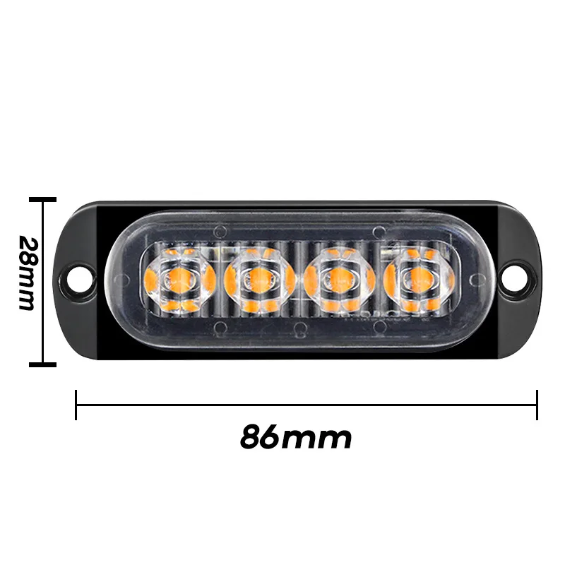 4Leds 12W 19 Mode Strobe Type Flashing Side Warning Lights 12V 24V DC Auto Truck Led Lamp
