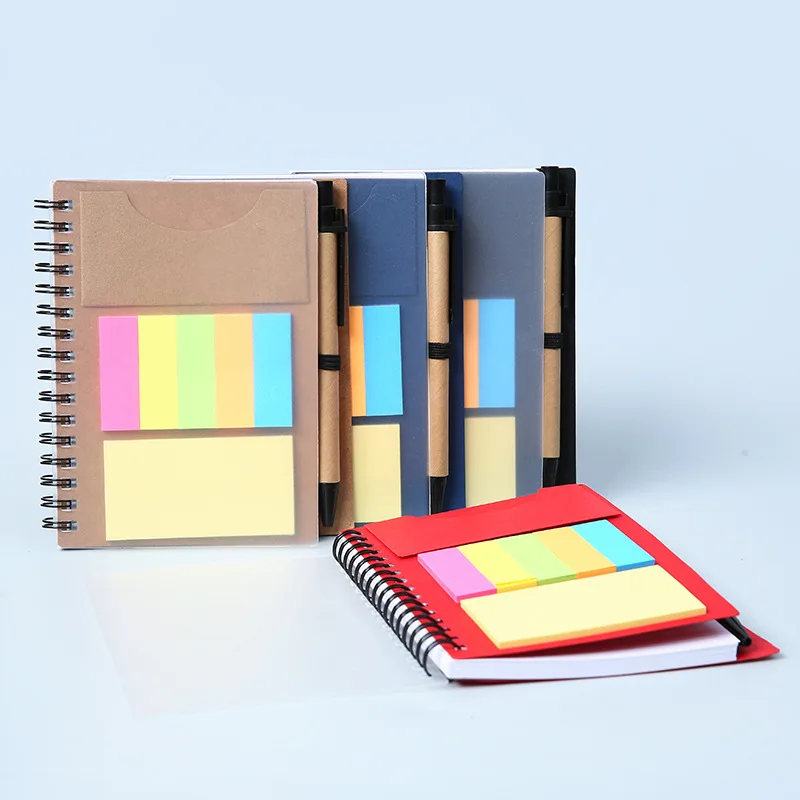 JX1952 Cheap Office Stationery Custom Printed Logo Memo Pad Sticky Note Set Custom Made Self Adhesive Spiral Sticky Note