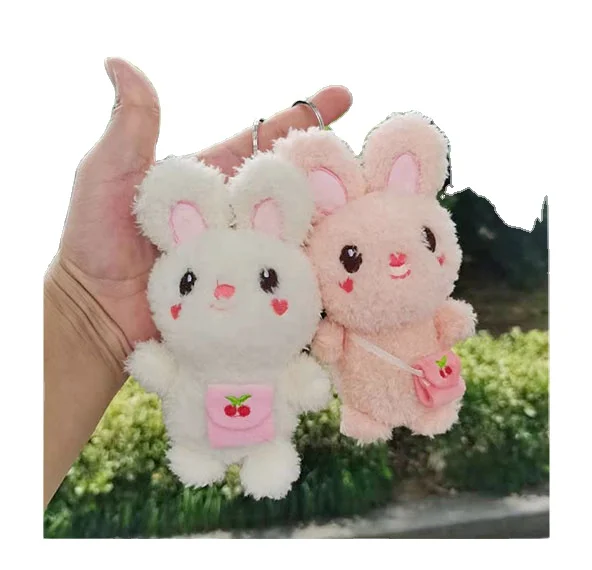Cute backpack rabbit doll keychain plush toy schoolbag key pendant personalized gift wholesale